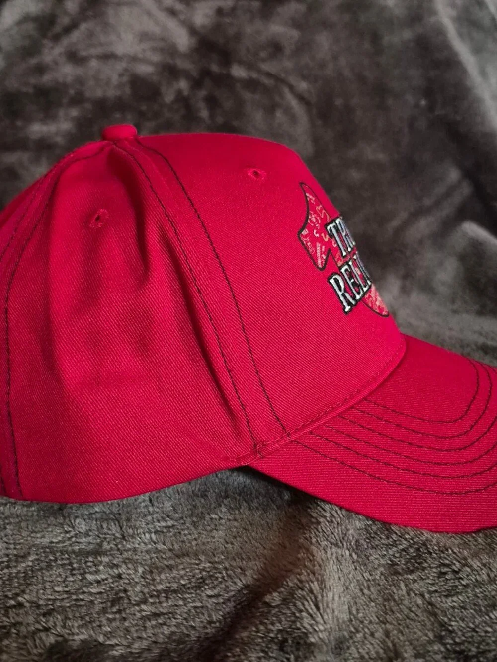 True Religion Hat Red Contrast Stitch Snapback